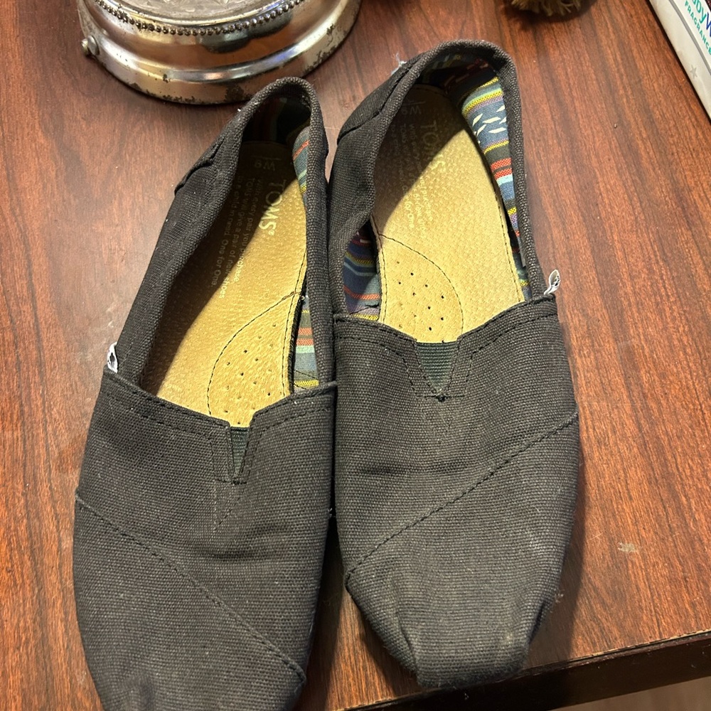 Toms Black Canvas Slip-On Loafers